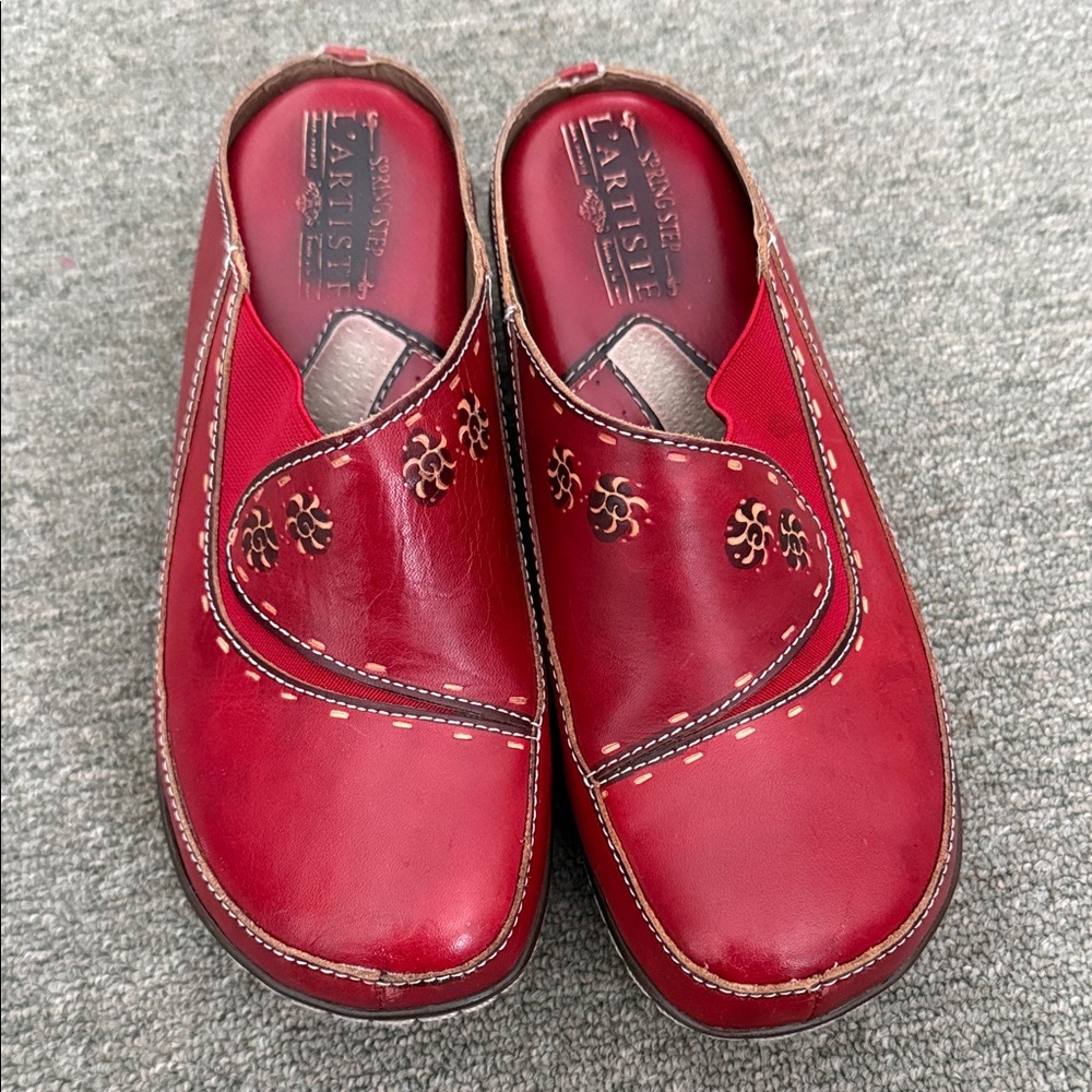 Red Leather Clogs